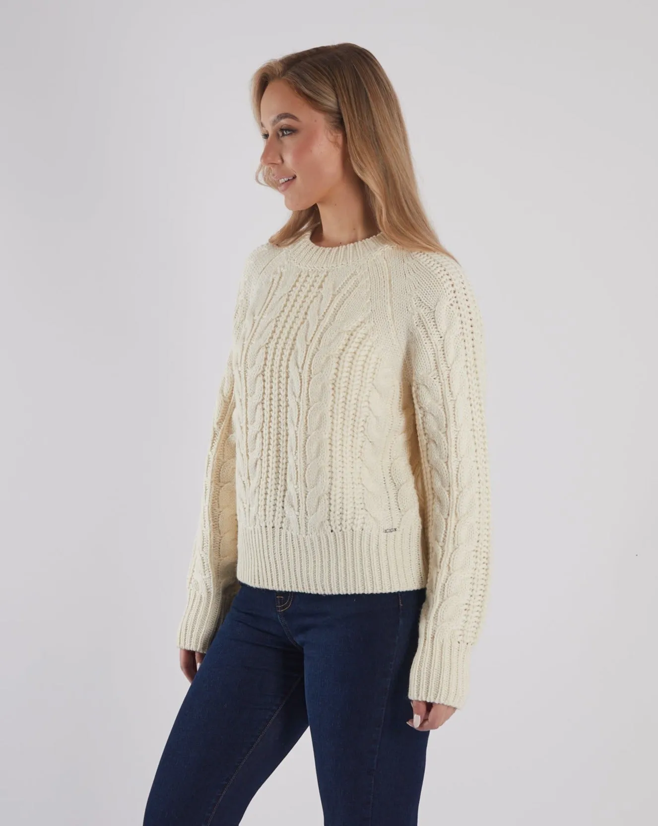 Tansy Knit Ivory Cozy Interior Fleece Reinforced Shoulder Seams