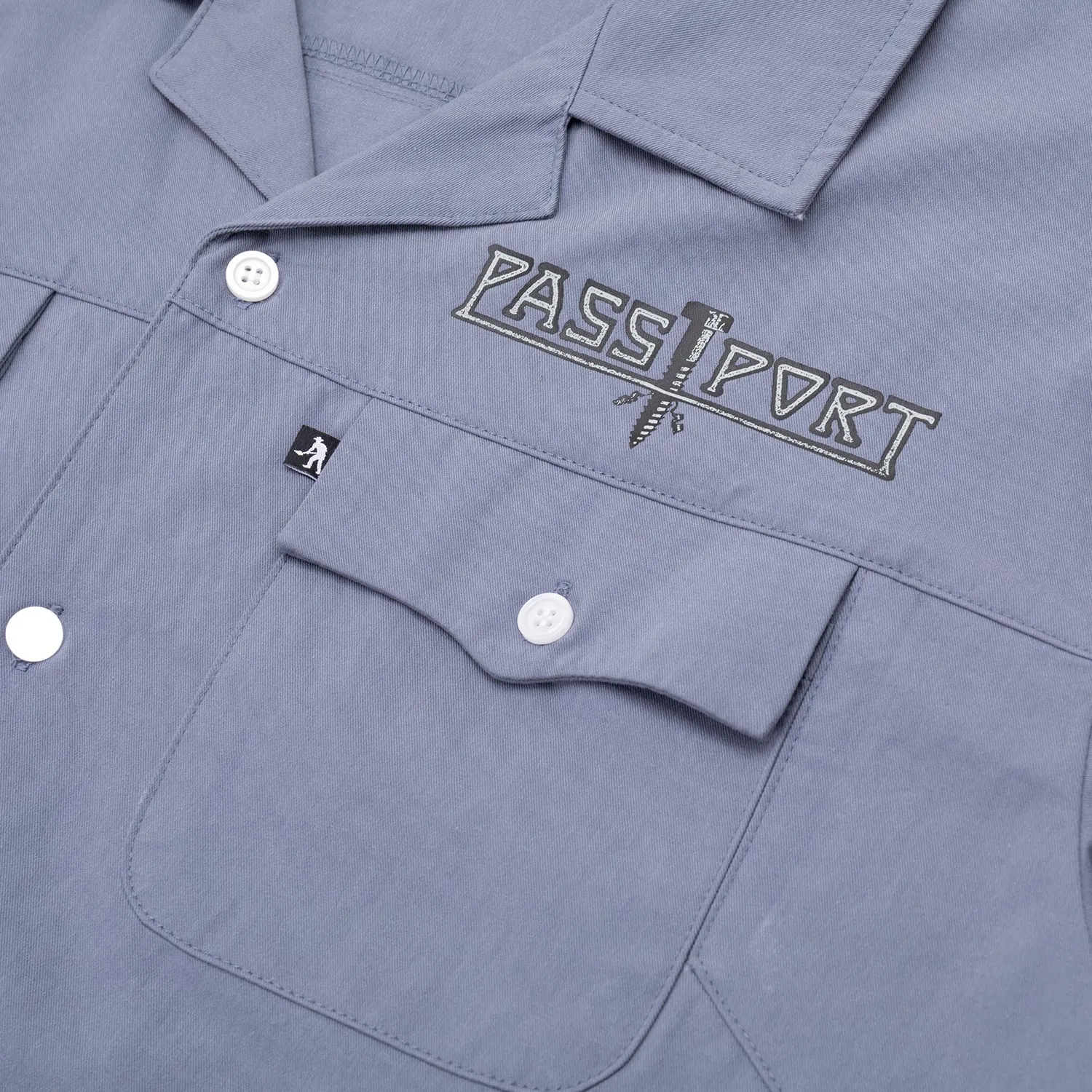 Pass~Port Screwed Casual Shirt - Steel Blue Loose style