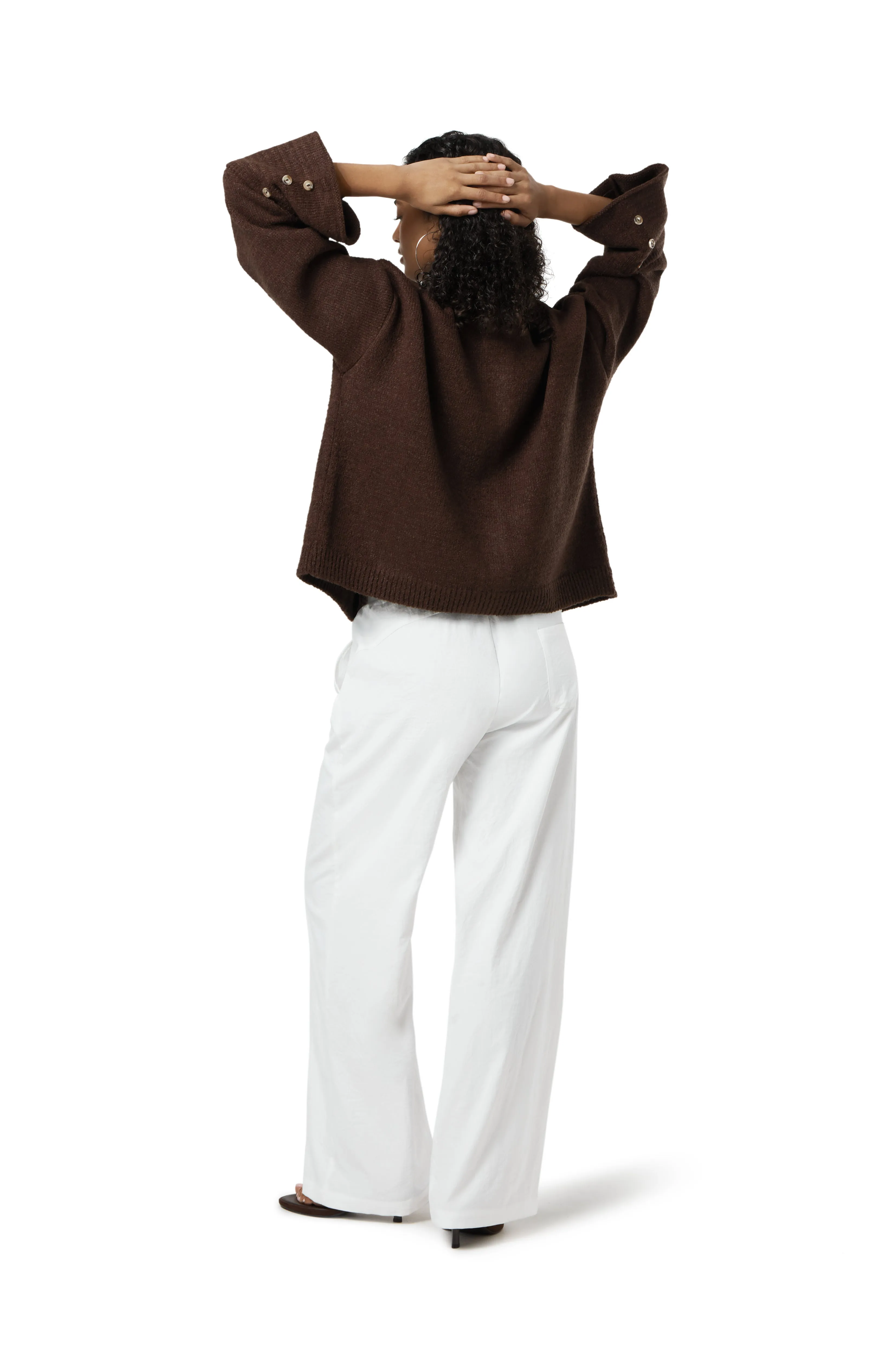 Cold Day Sable Button Top Cardigan in Brown