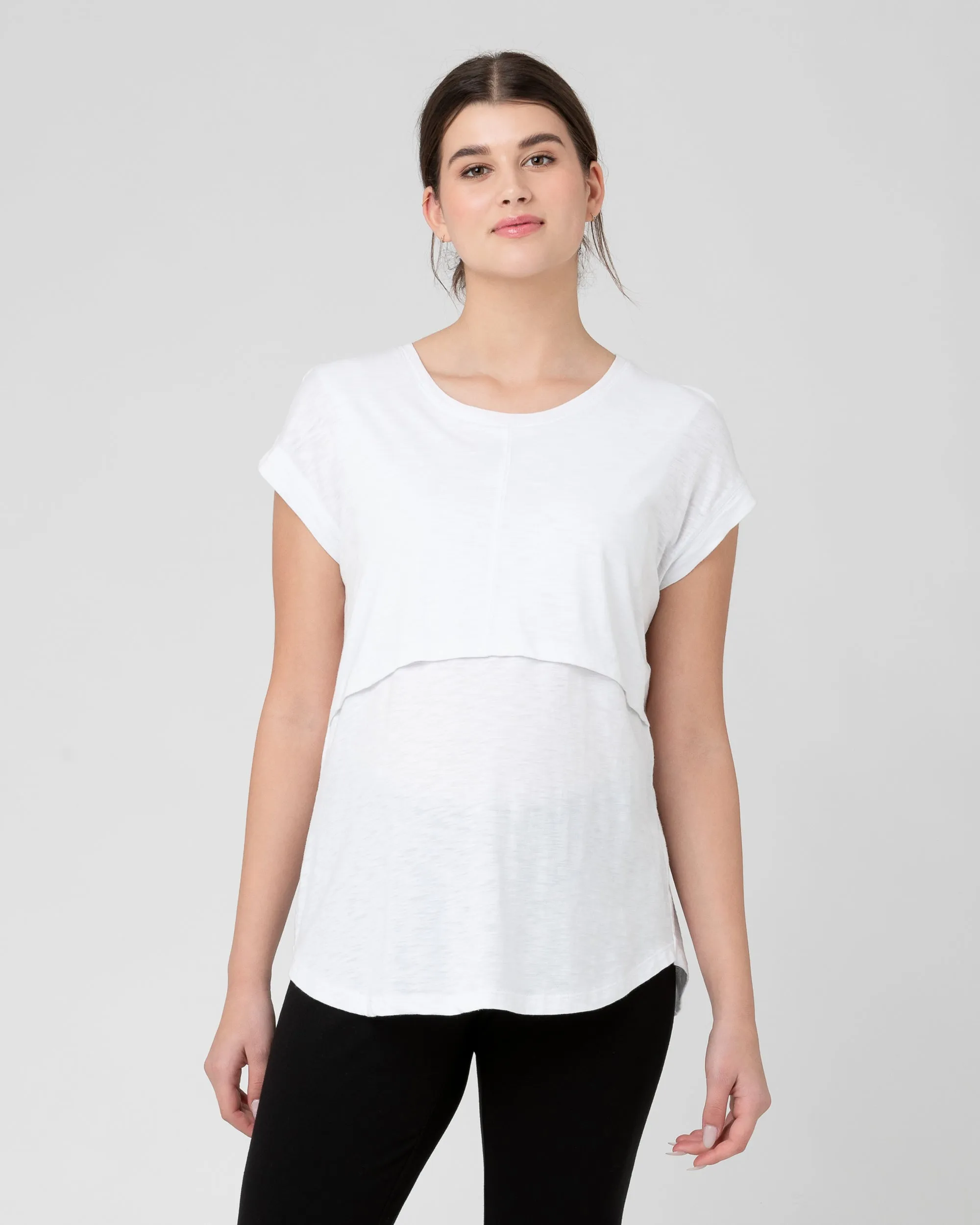 Richie Nursing Tee White solid color Breathability