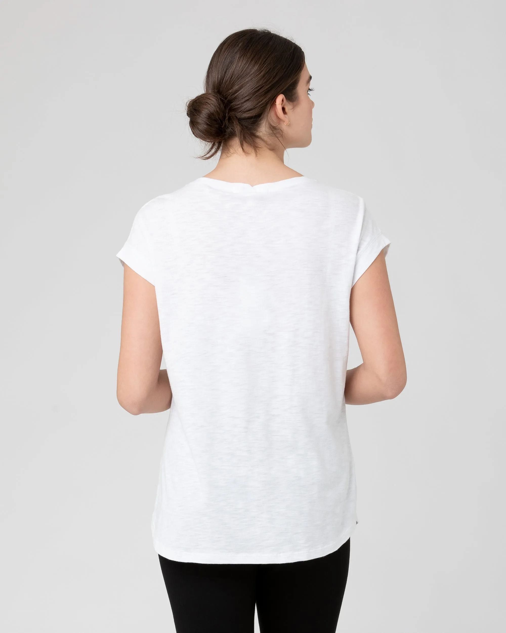 Ribbed Cuffs Richie Nursing Tee White