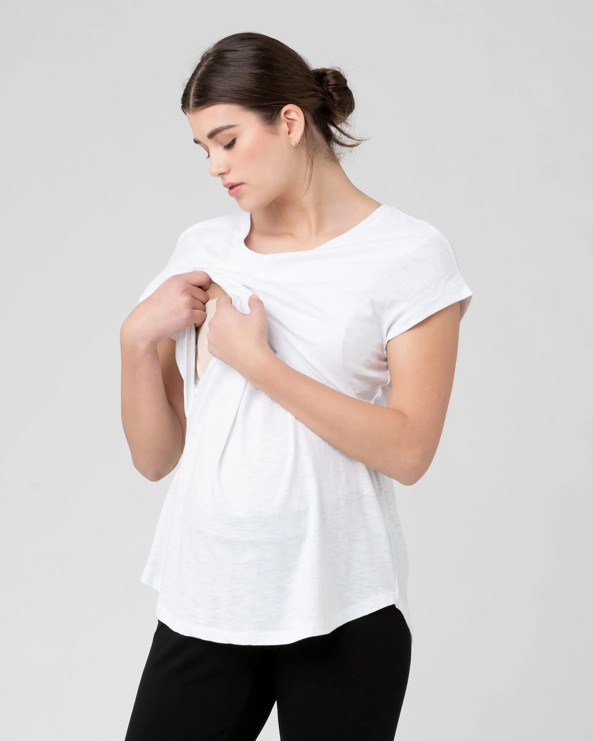 Richie Nursing Tee White seamless bra Double Layer