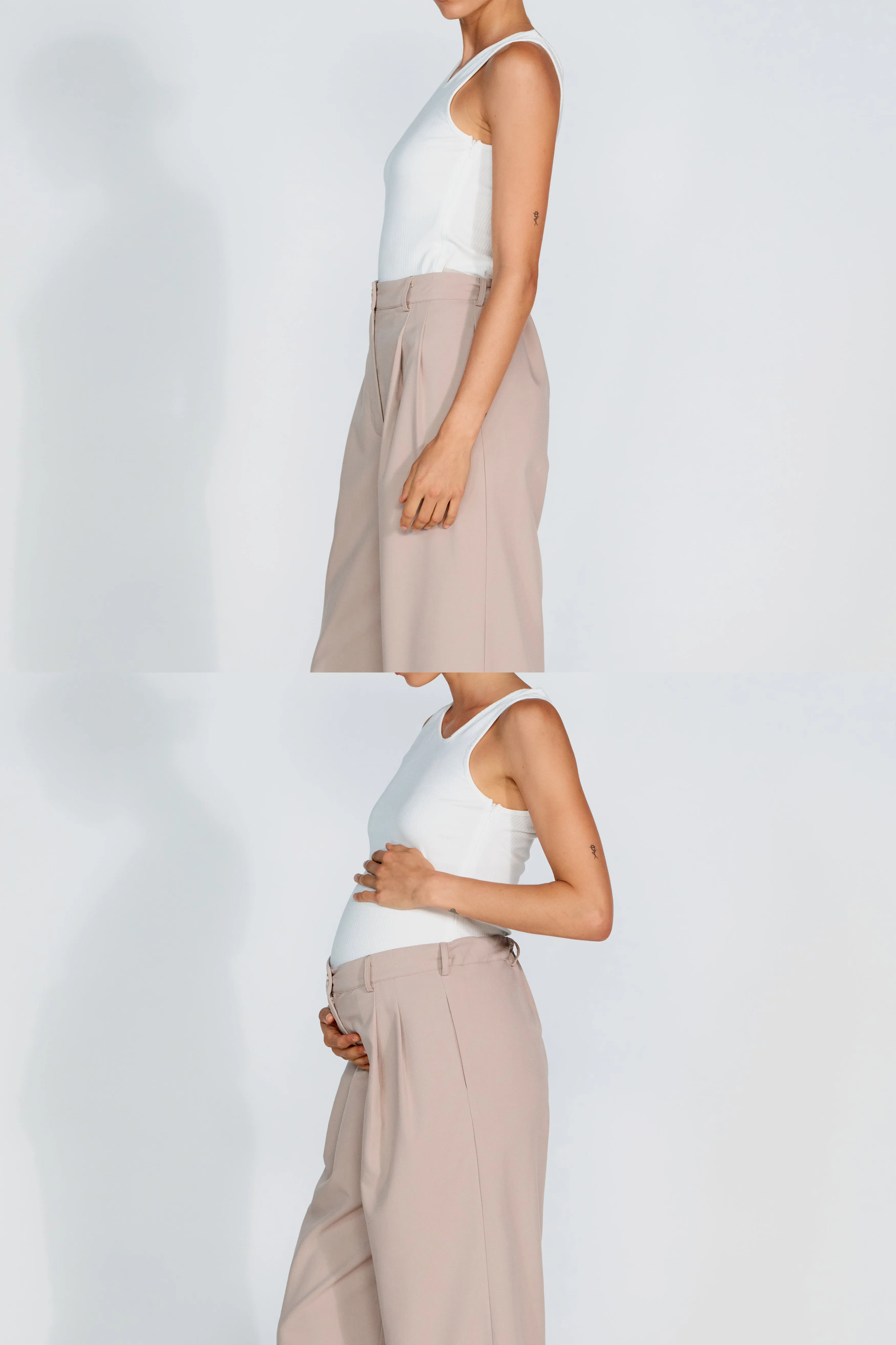 Zadie Adjustable Wide Leg Trouser - Latte lightweight robe