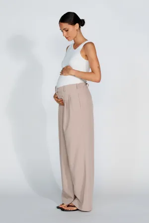 Zadie Adjustable Wide Leg Trouser - Latte all body types tie waist