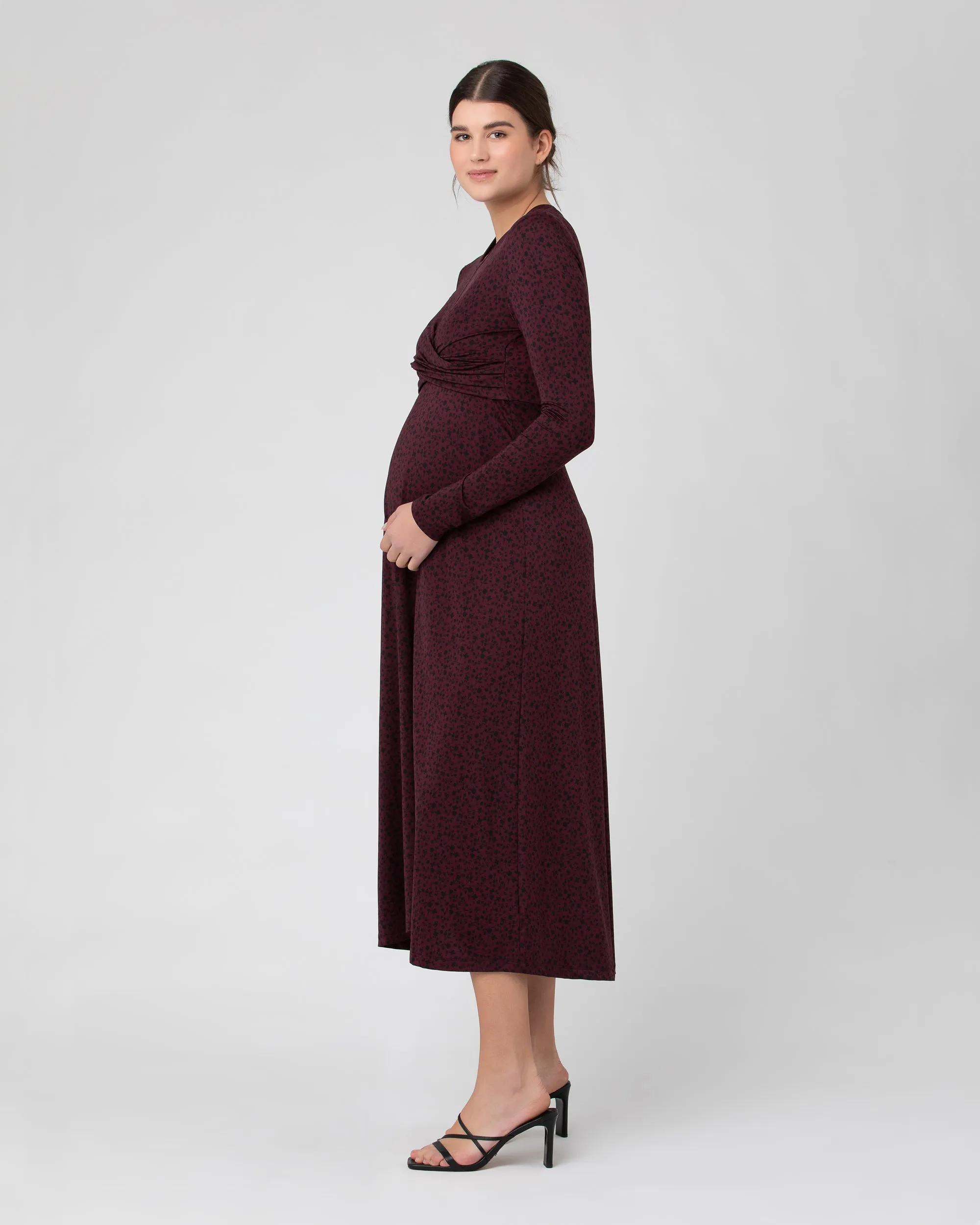 Jude Cross Front Nursing Dress Maroon / Black prenatal care maternity swimwear