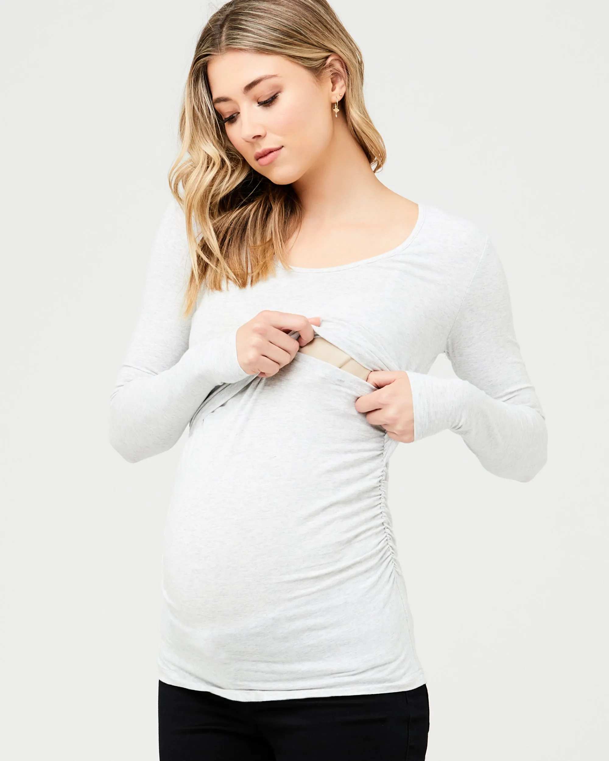 Organic Nursing Top Silver Marle Kangaroo Pocket