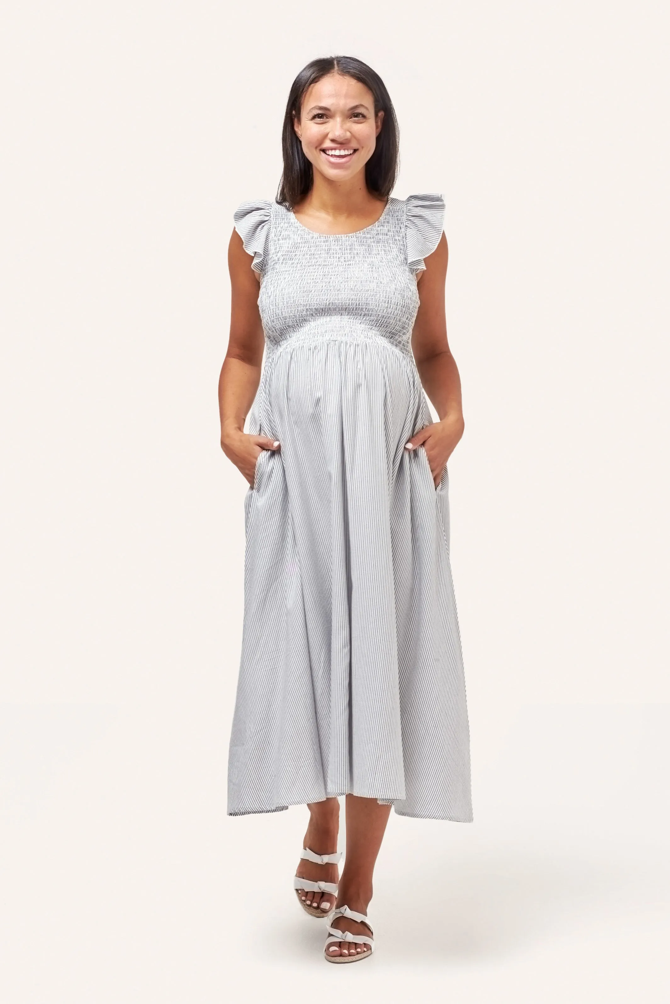 pregnancy chic nursing essentials Harper Smocked During   After Dress