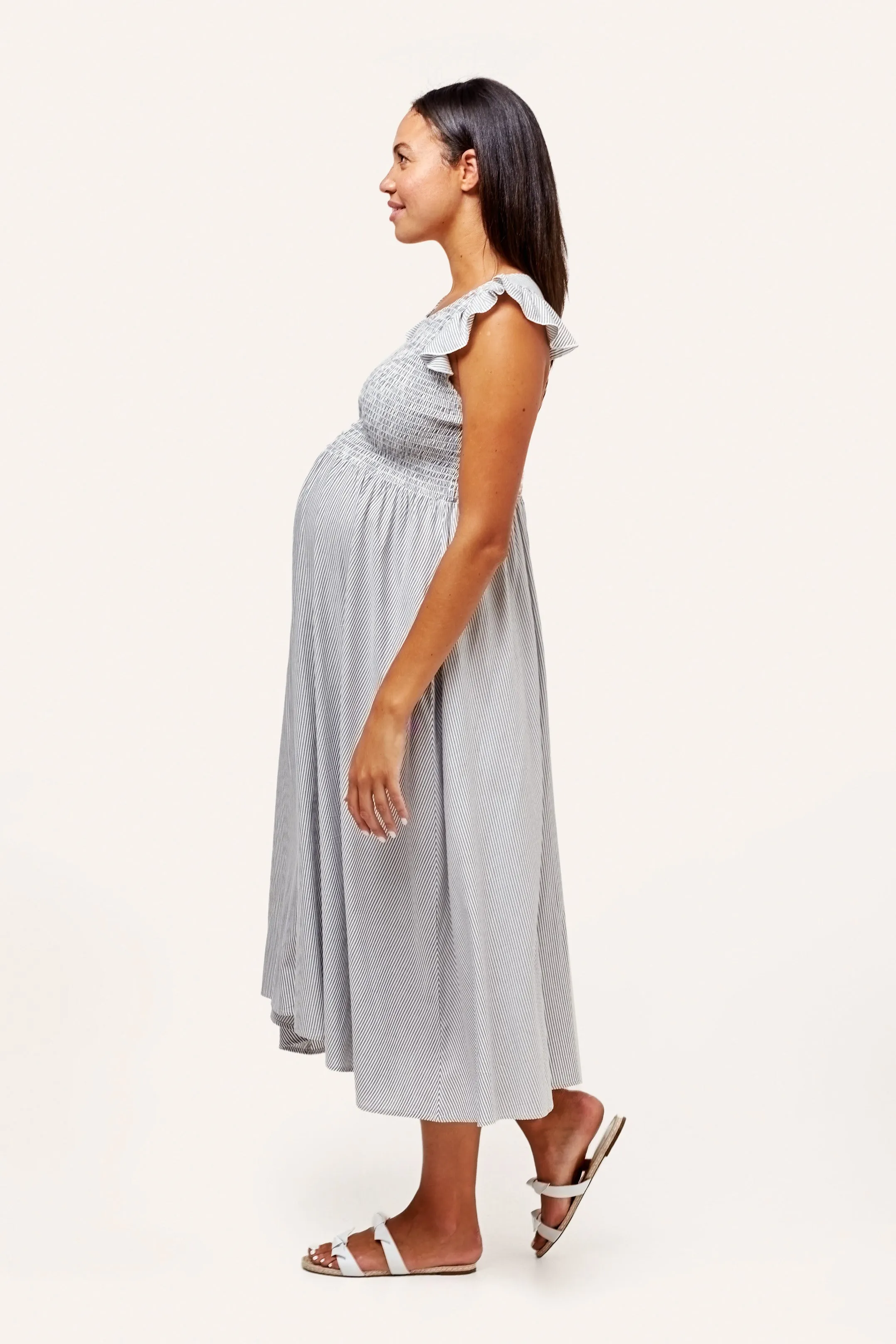 quick dry Padded Shoulder Harper Smocked During   After Dress