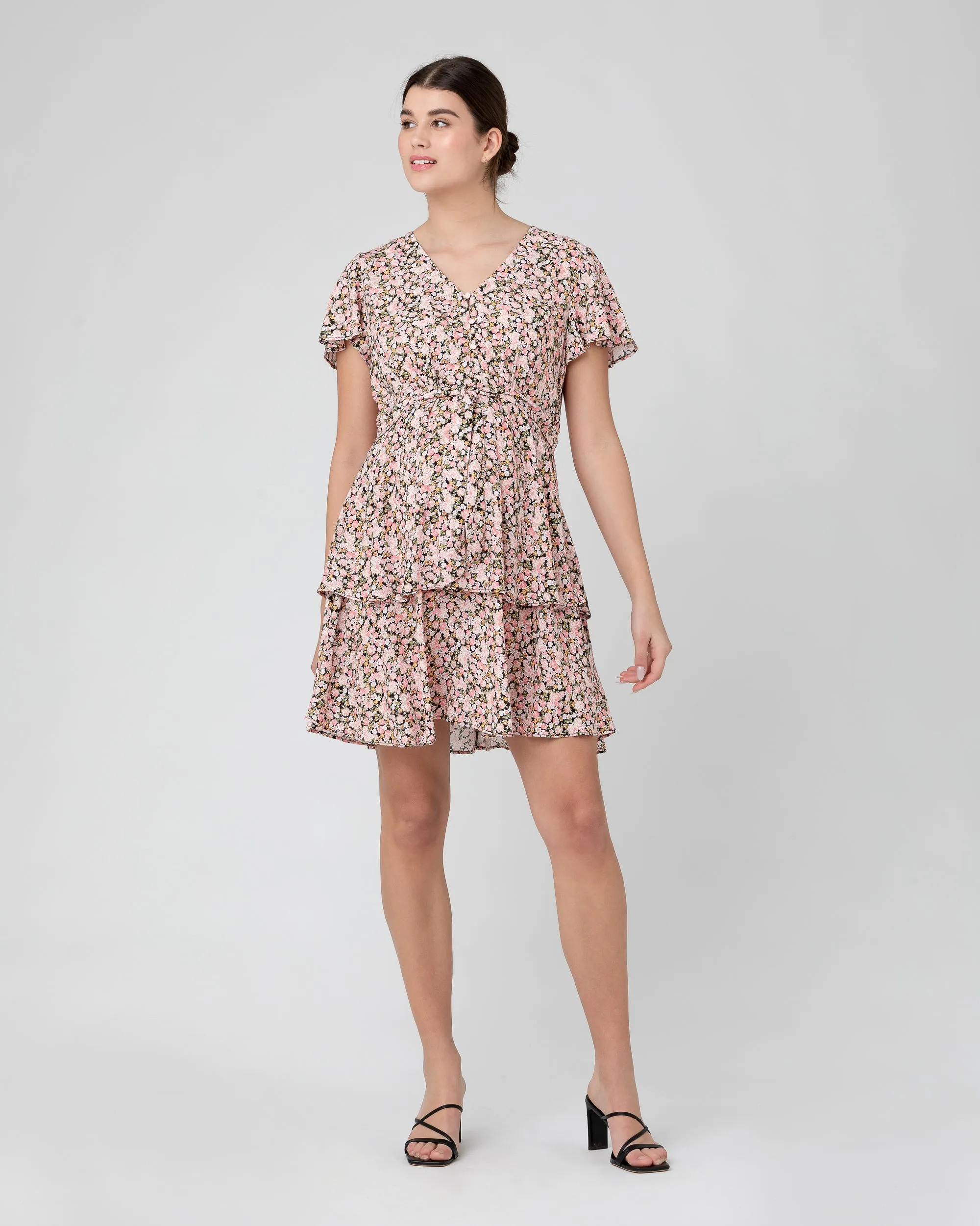 nighttime nursing Sophia Layered Dress  Black