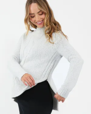 Office Wear Ruffle Detail Cable Nursing Knit Snow