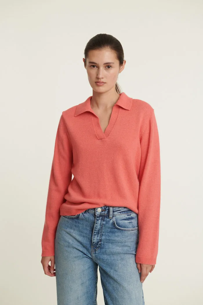 Cady Polo Sweater - Conch Shell OdorResistant Finish Tonal Stitching Detail