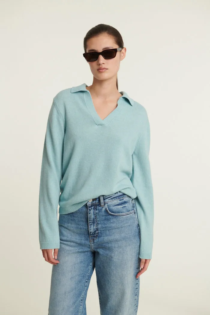 Tagless Design Cady Polo Sweater - Gossamer Green