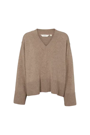 Cady V. Neck - Greige Multi purpose design Shrinkage Control Treatment