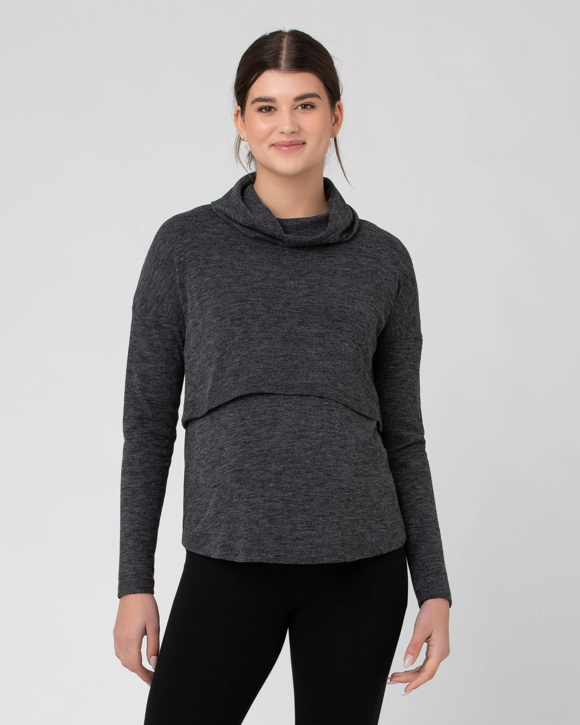 Cameron Roll Neck Nursing Top  Dark Charcoal Flexible Fit