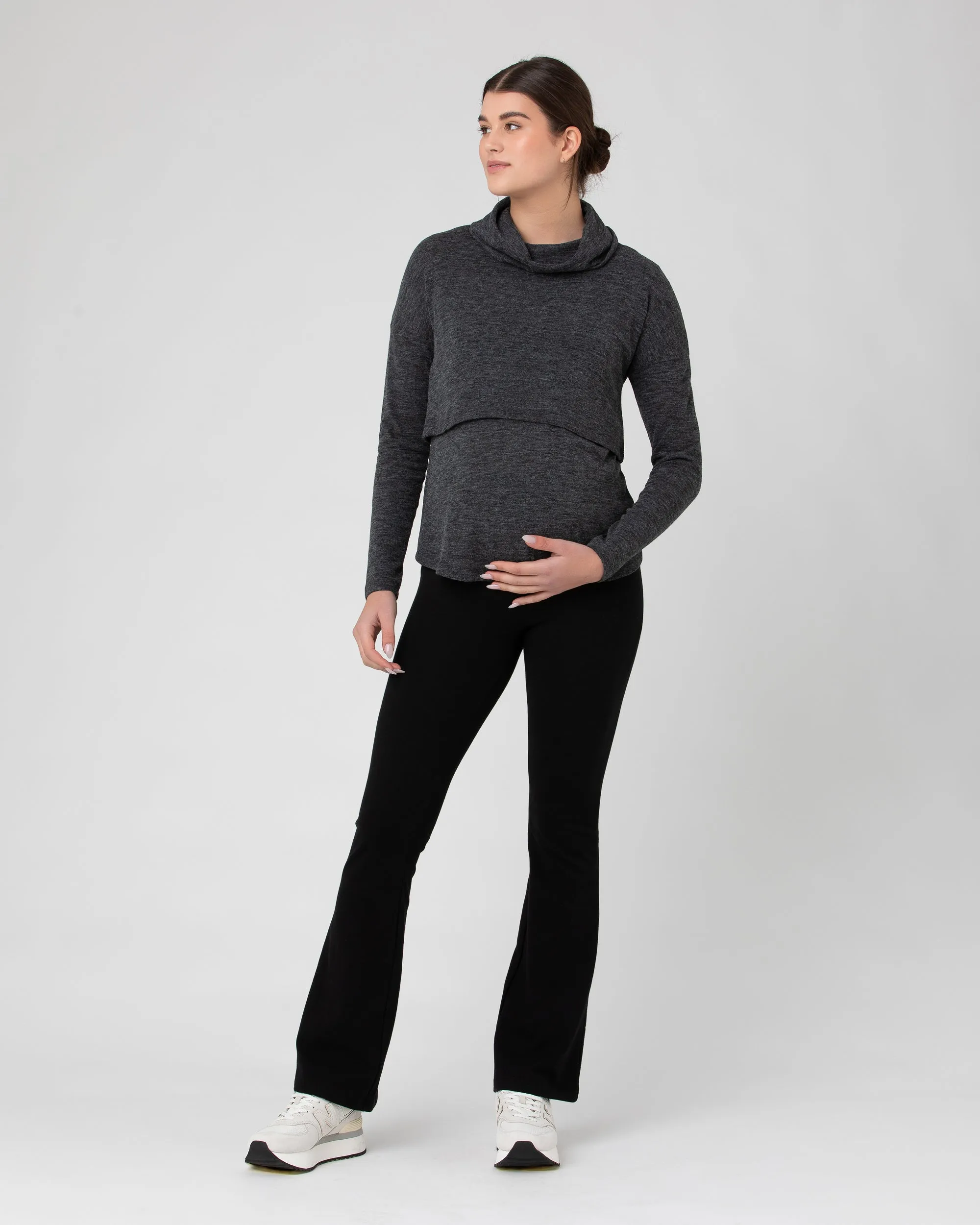 Cameron Roll Neck Nursing Top  Dark Charcoal Office Wear
