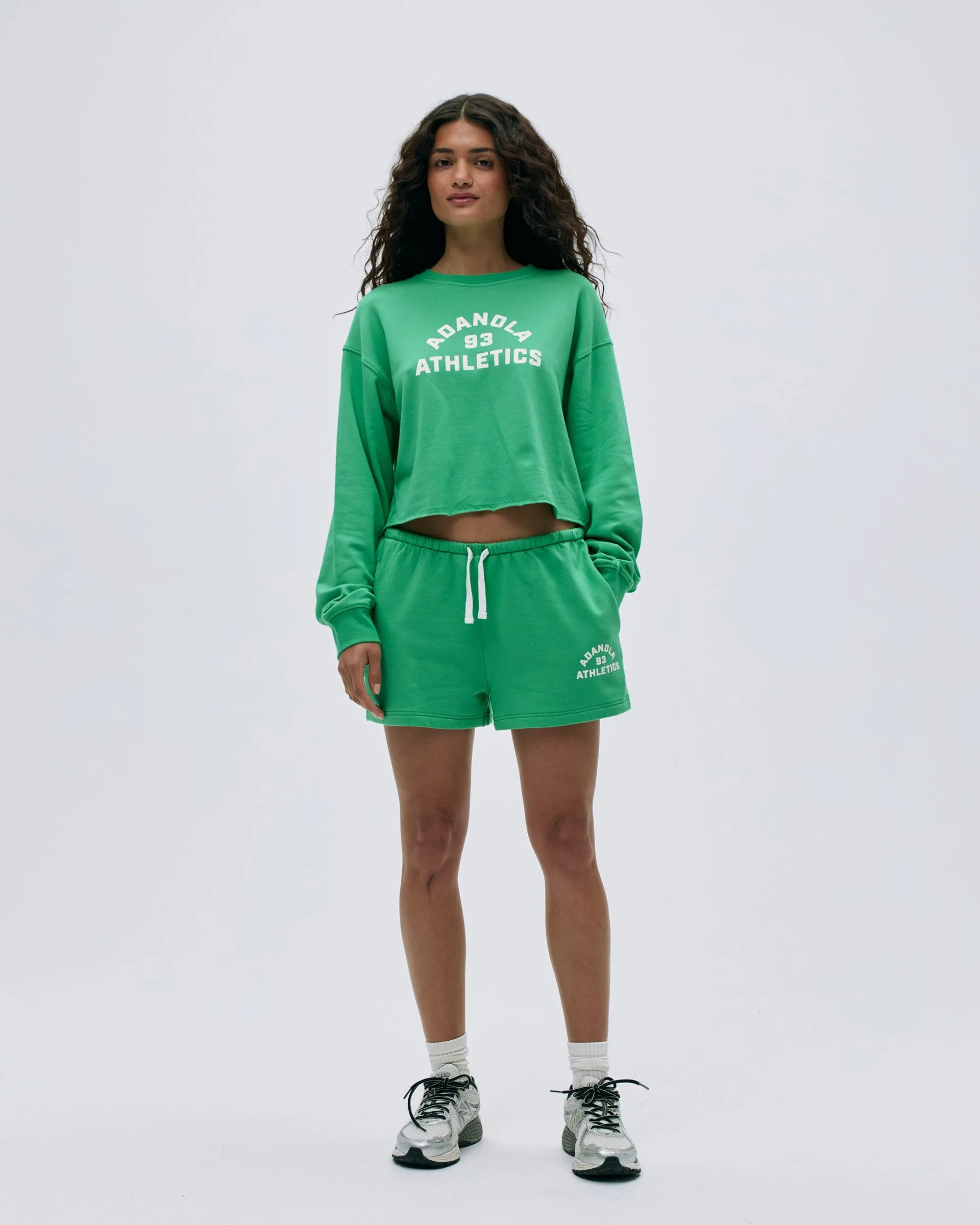 Campus Modal-Blend Sweat Shorts - Jade Green/Marshmallow White QuickAdjustStraps Sporty Stretch Fit