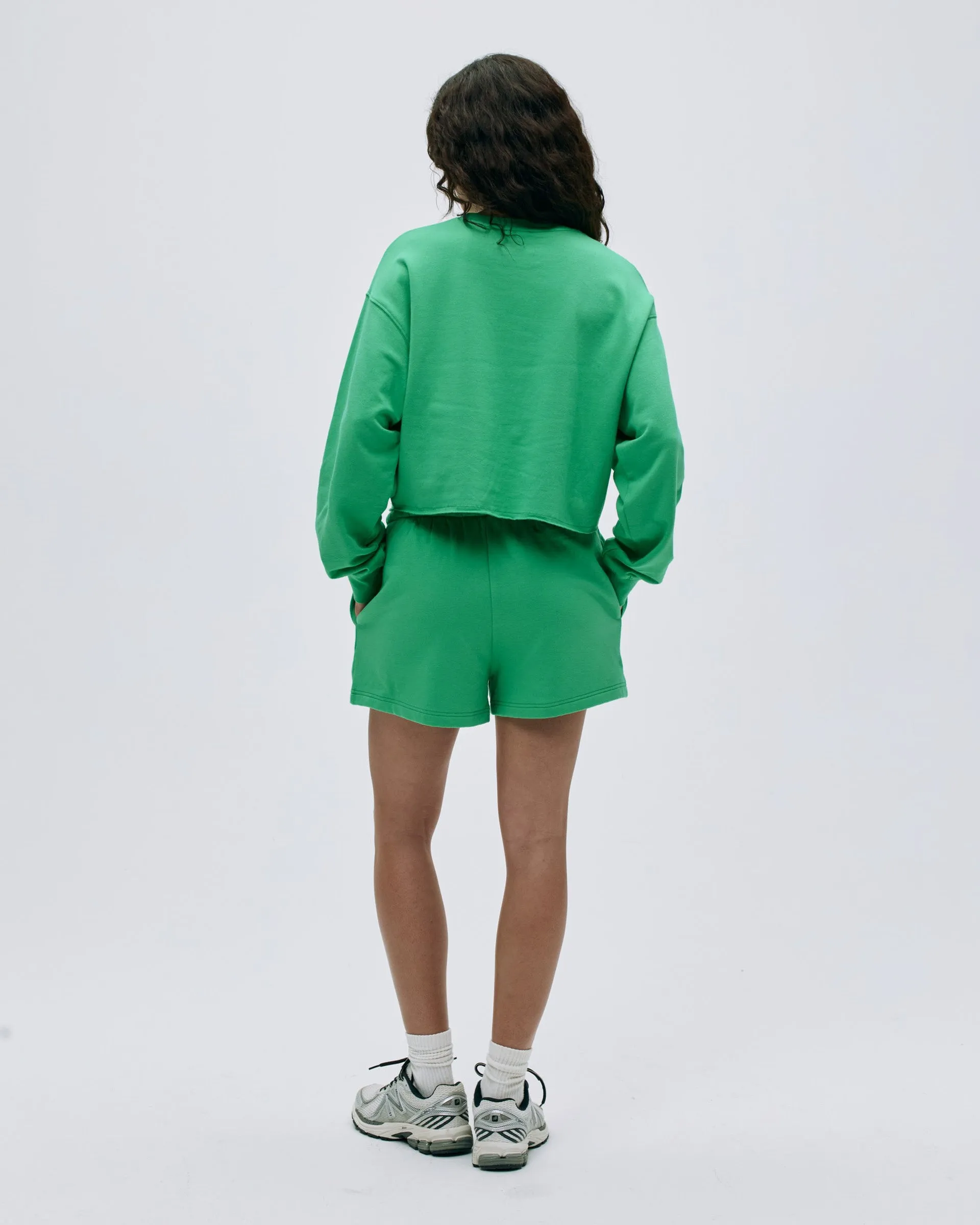 Festival Outfit Campus Modal-Blend Sweat Shorts - Jade Green/Marshmallow White