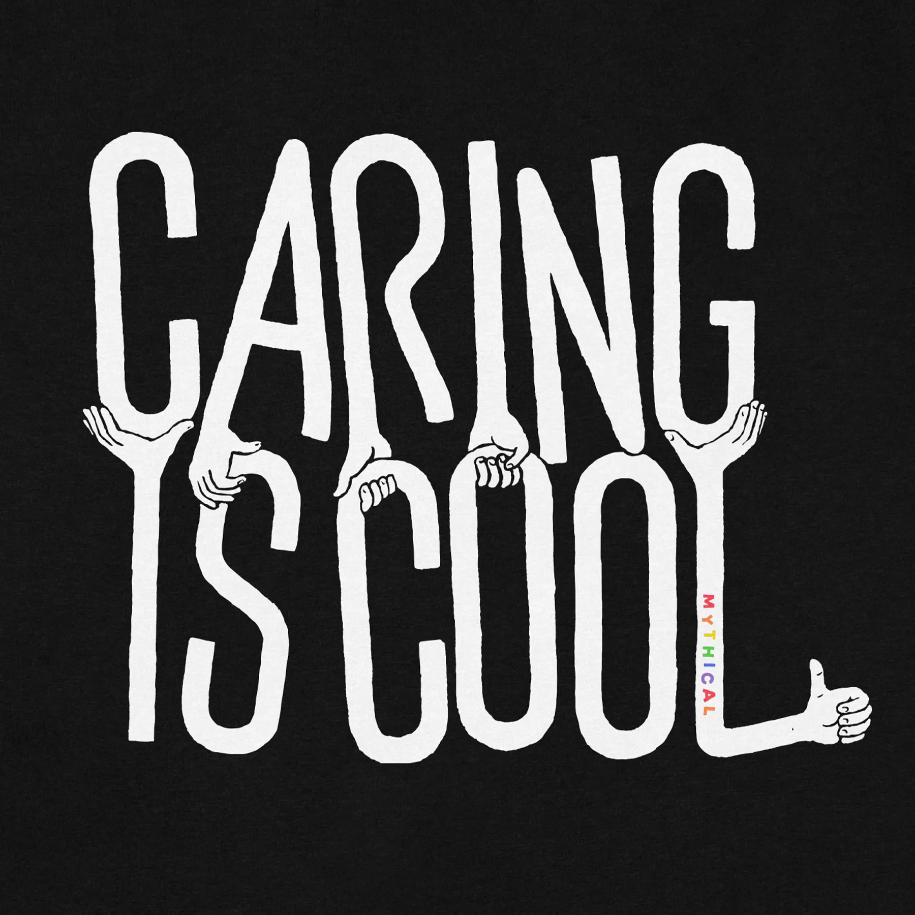 Sleek Waist Minimal Design Caring is Cool Tee