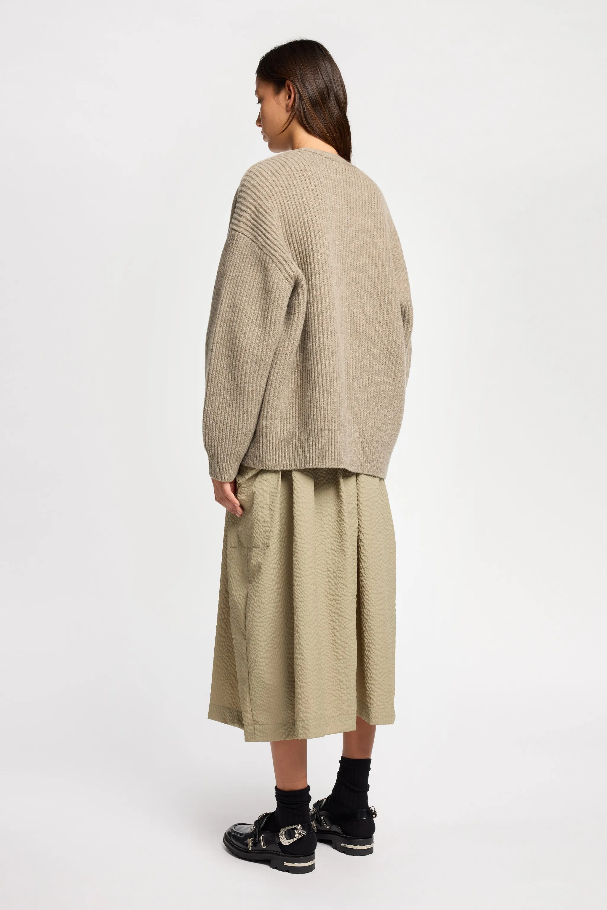 LowImpact Processing Weekend Classic Pause Ribbed Cardigan Taupe