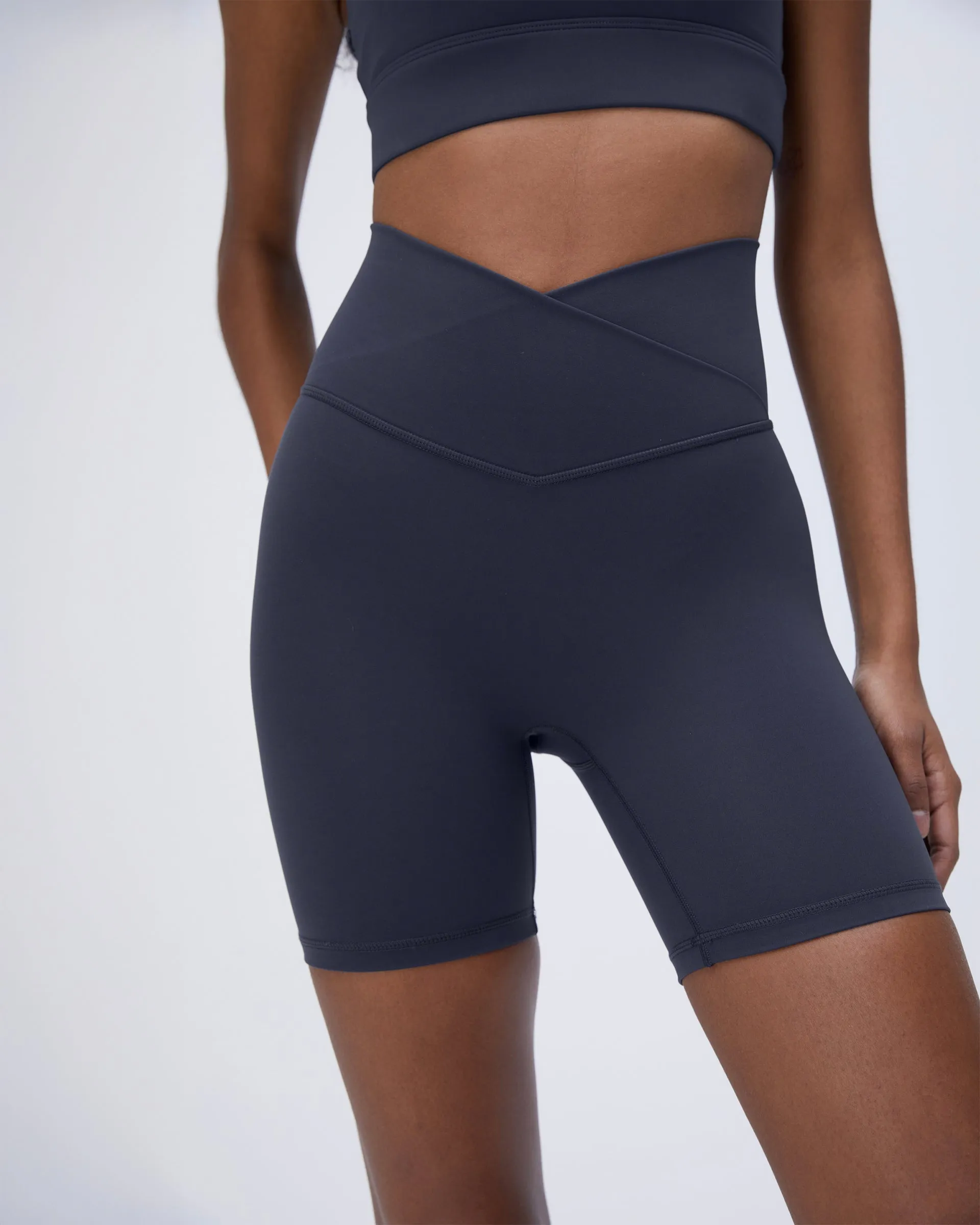 Versatile Layering Capability Compact Packable Design Ultimate Wrap Over Crop Shorts - Midnight Blue