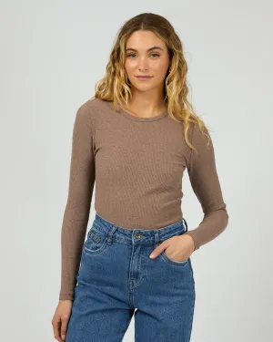 Tight Fit Rib Long Sleeve Brown