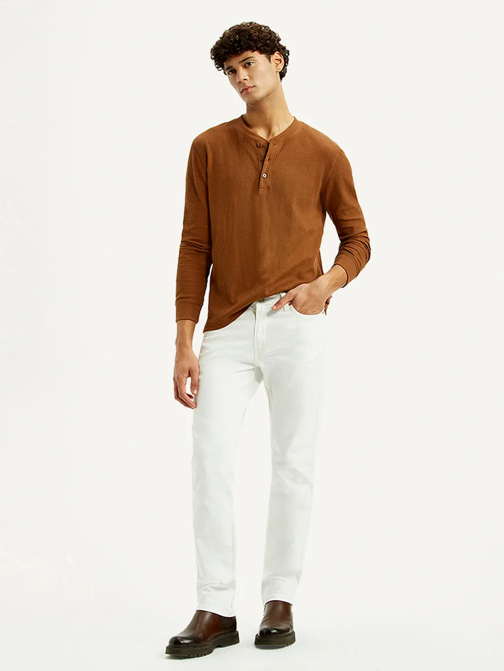 Men's 511 White Slim Fit Mid Rise Jeans Comfortable Style