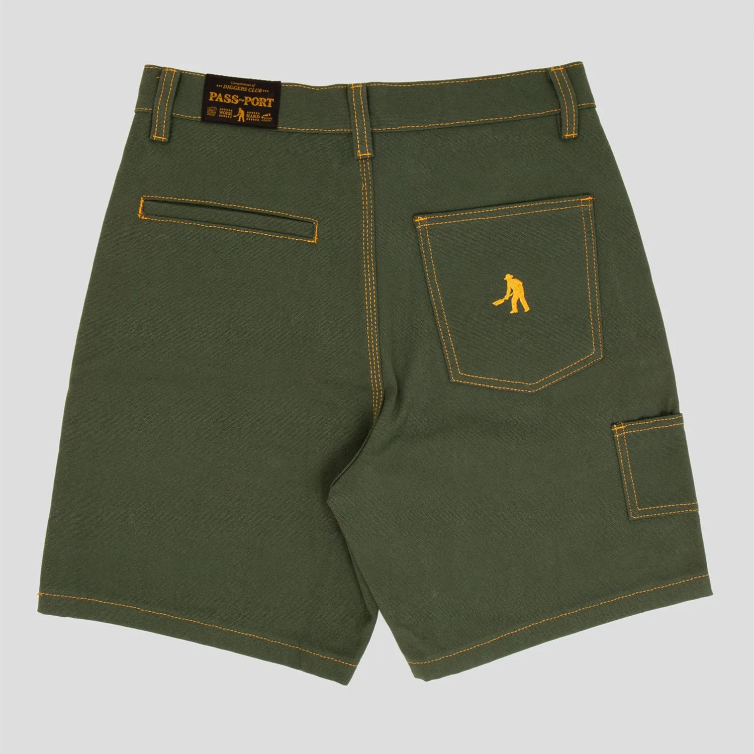 Lounge Ready PASS~PORT "DIGGERS CLUB" SHORTS OLIVE - CONTRAST STITCH