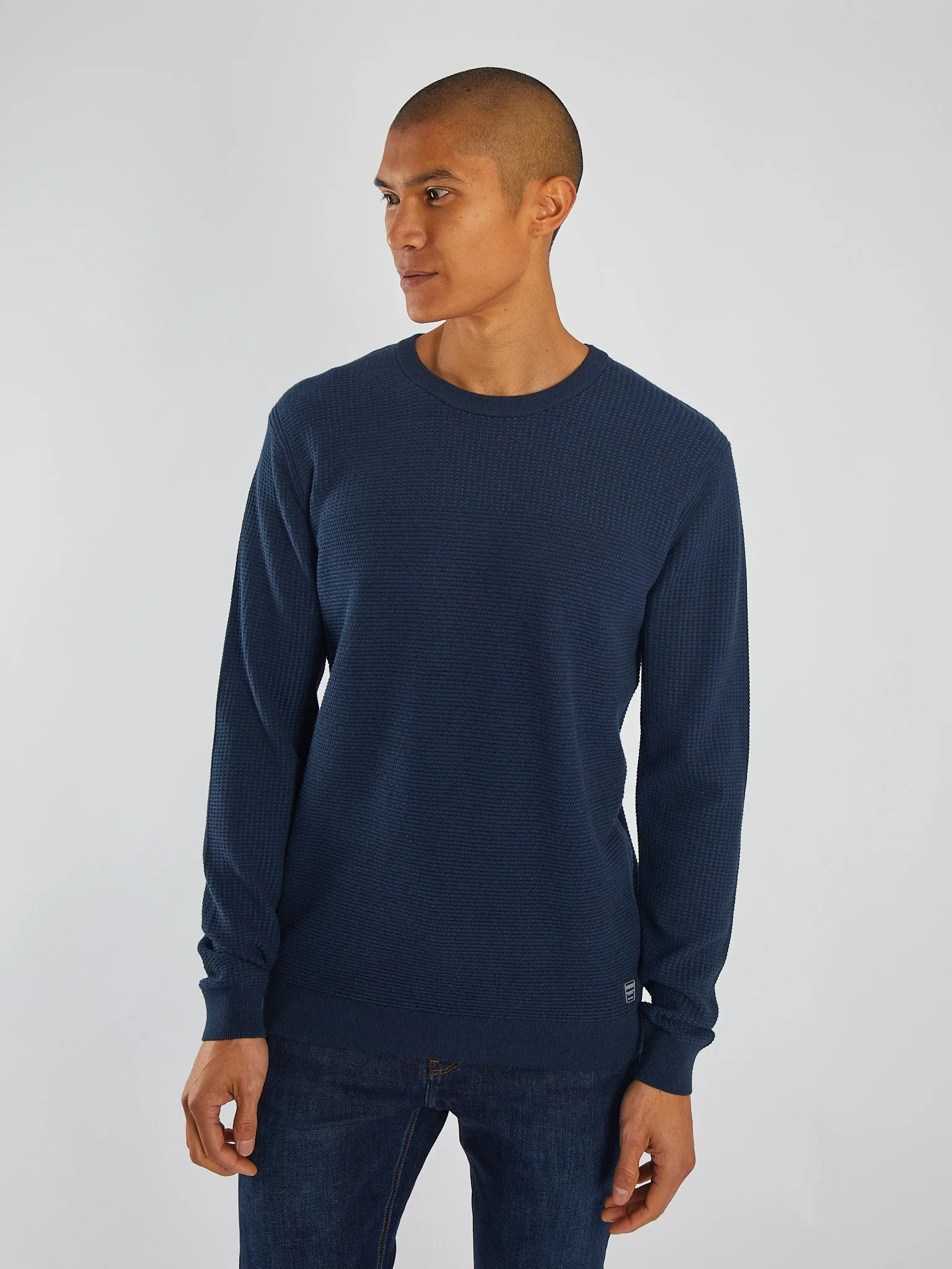Samson Sweater Vintage Navy Marl Reinforced Hem LowImpact Dye