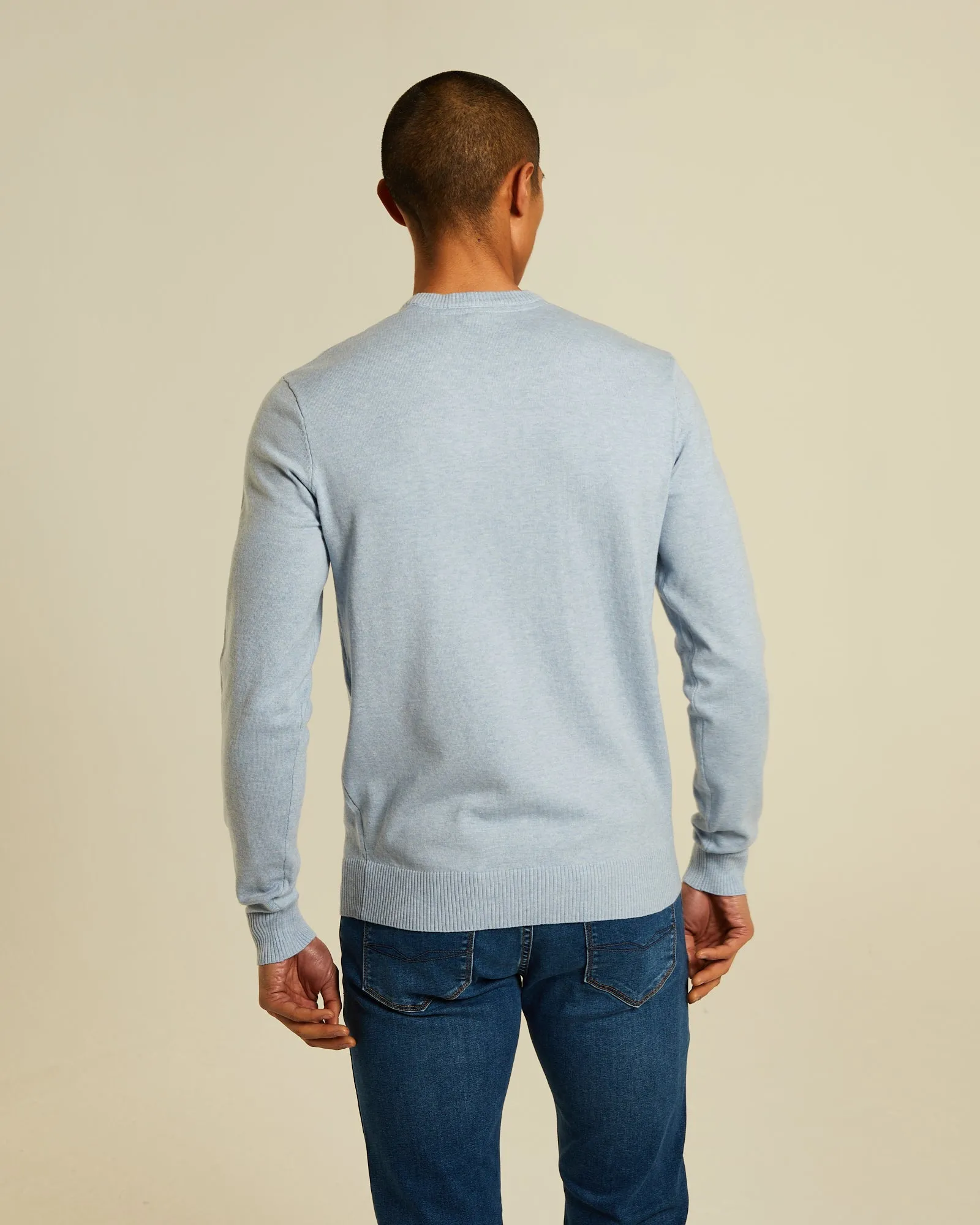 Slub Texture Tony V Neck Buoy Blue Marl