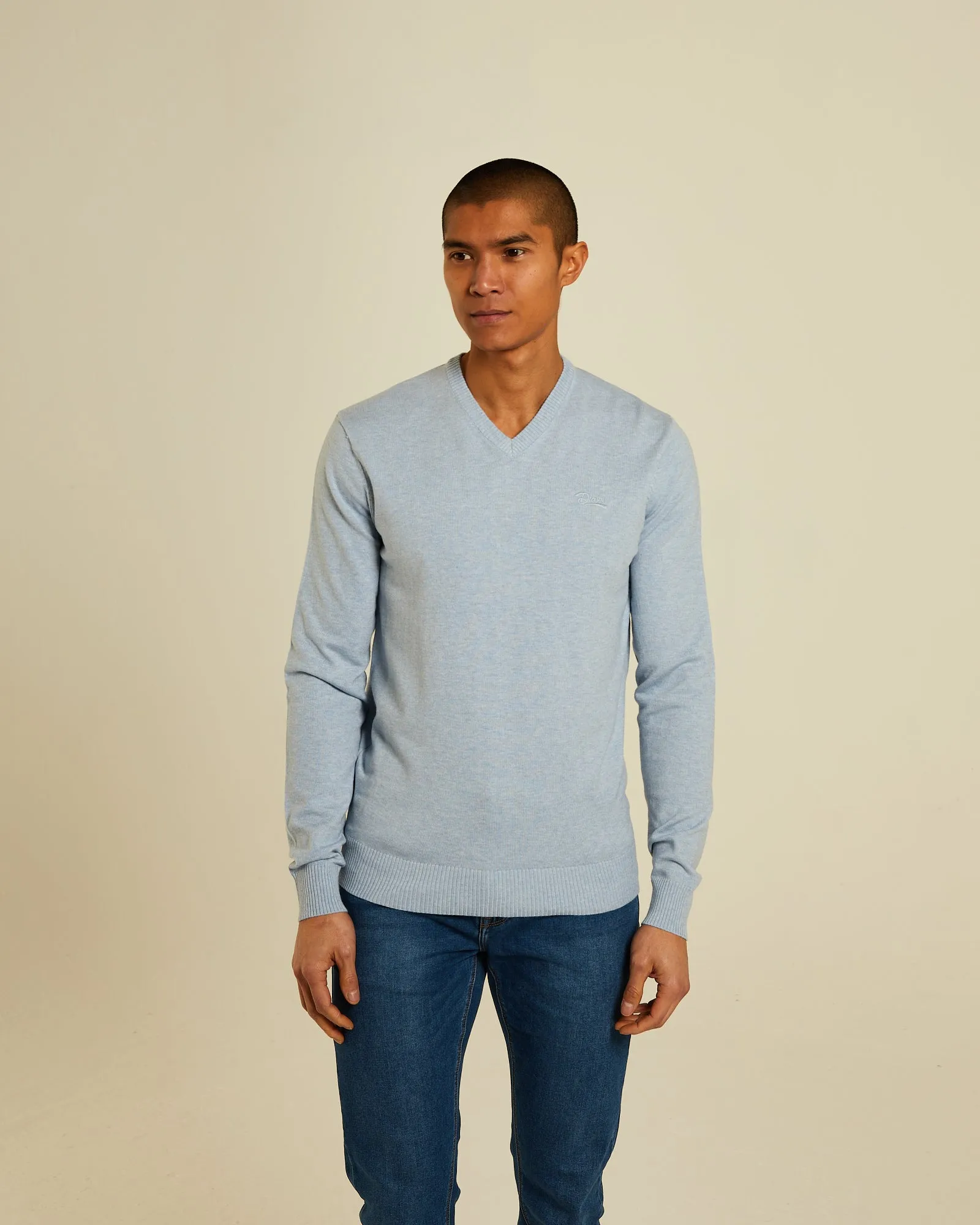 Quick Layer Durable Blend Tony V Neck Buoy Blue Marl