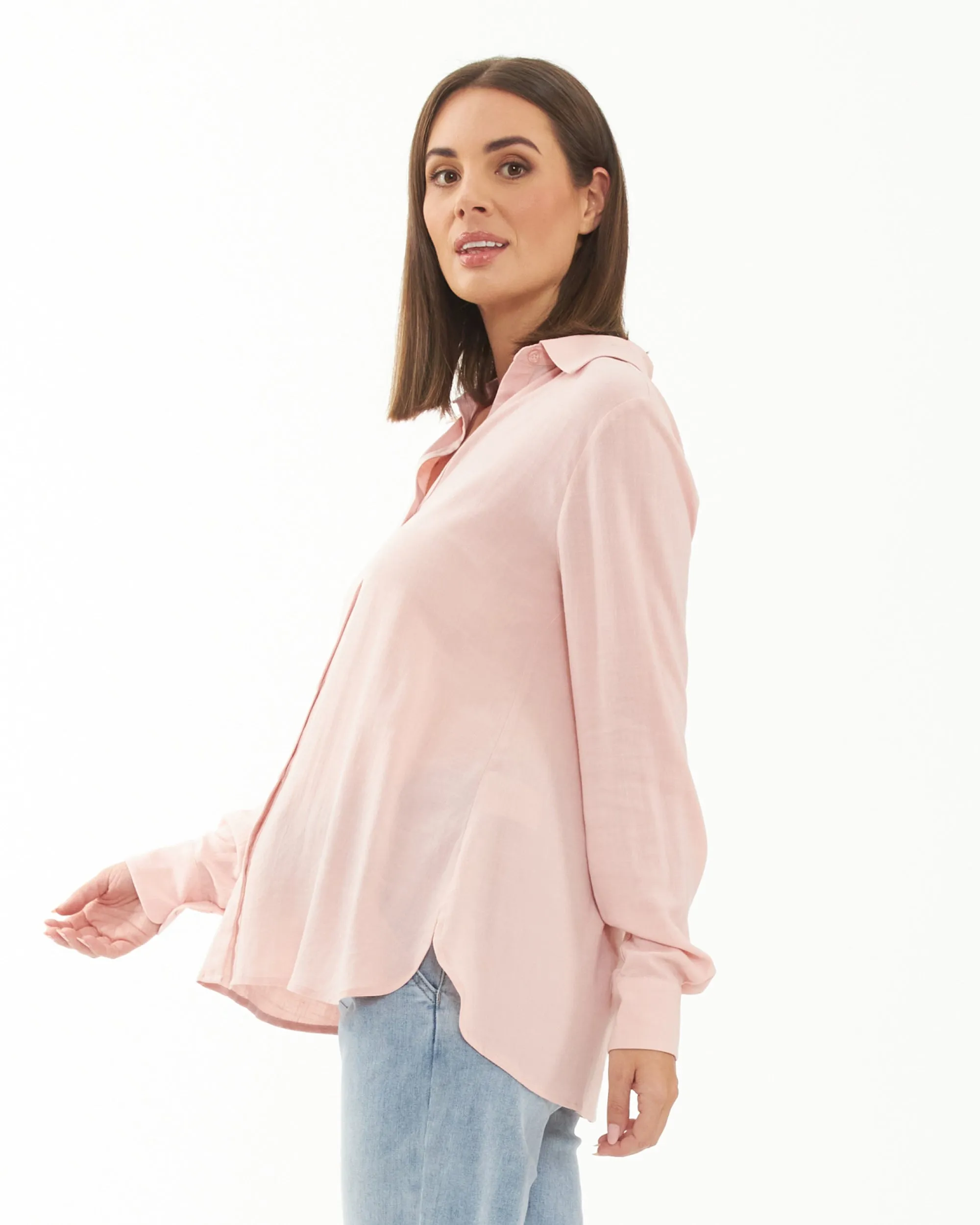 Layering Piece Double Layer Clara Relaxed Shirt  Soft Pink