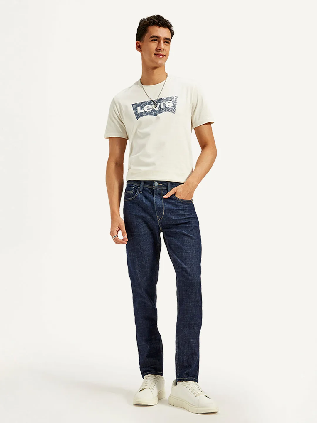 Men's 512 Dark Blue Slim Tapered Fit Mid Rise Jeans Common look Suitable Fit