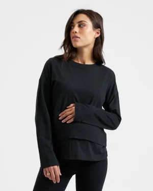 Claud Long Sleeve Nursing Top Black mom-friendly