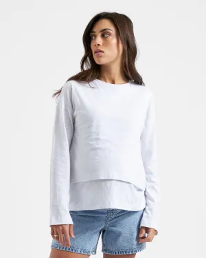 Claud Long Sleeve Nursing Top White Sustainable Fabric