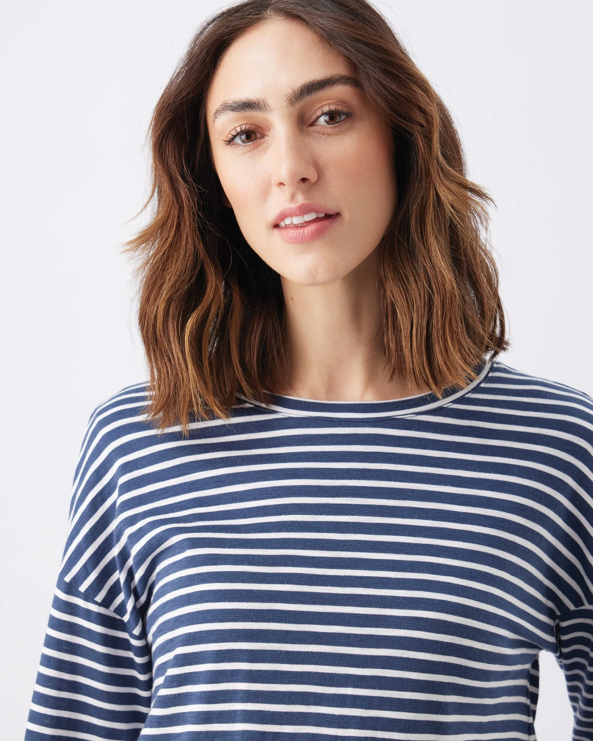 Home Comfort Claudette Long Sleeve Nursing Top Ink / White