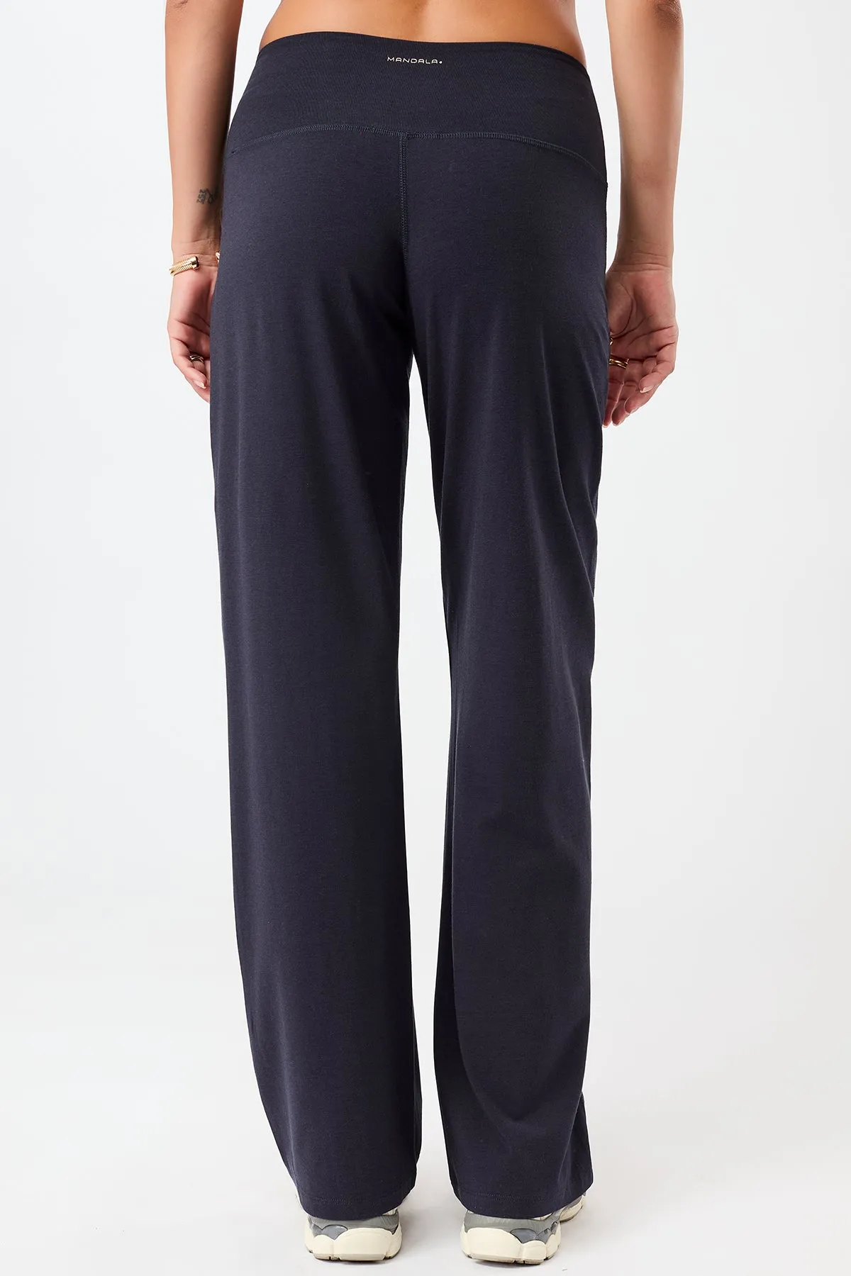 Sustainable Material Blend Durable Waistband Wide Leg Pants - Night Sky