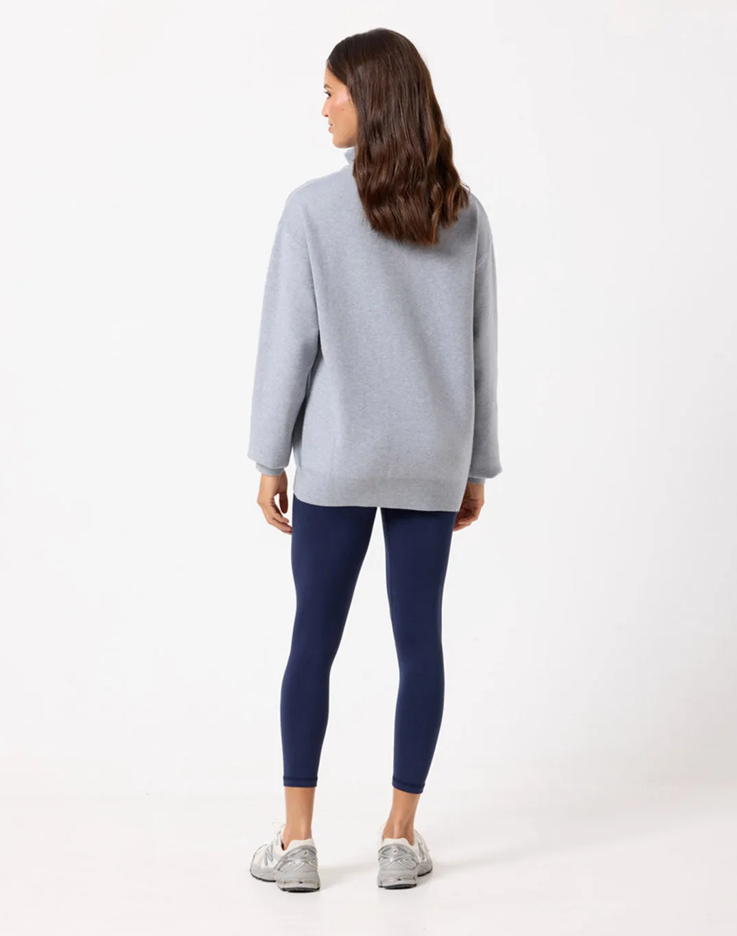 Knit Half Zip in Stone Cozy Loopback Fabric