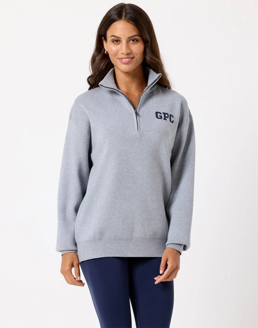 Fresh Look Bamboo Fiber Blend Knit Half Zip in Stone