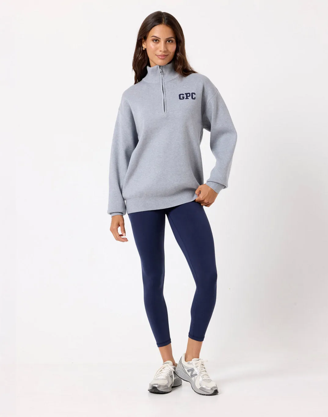 SeamFree Technology Knit Half Zip in Stone