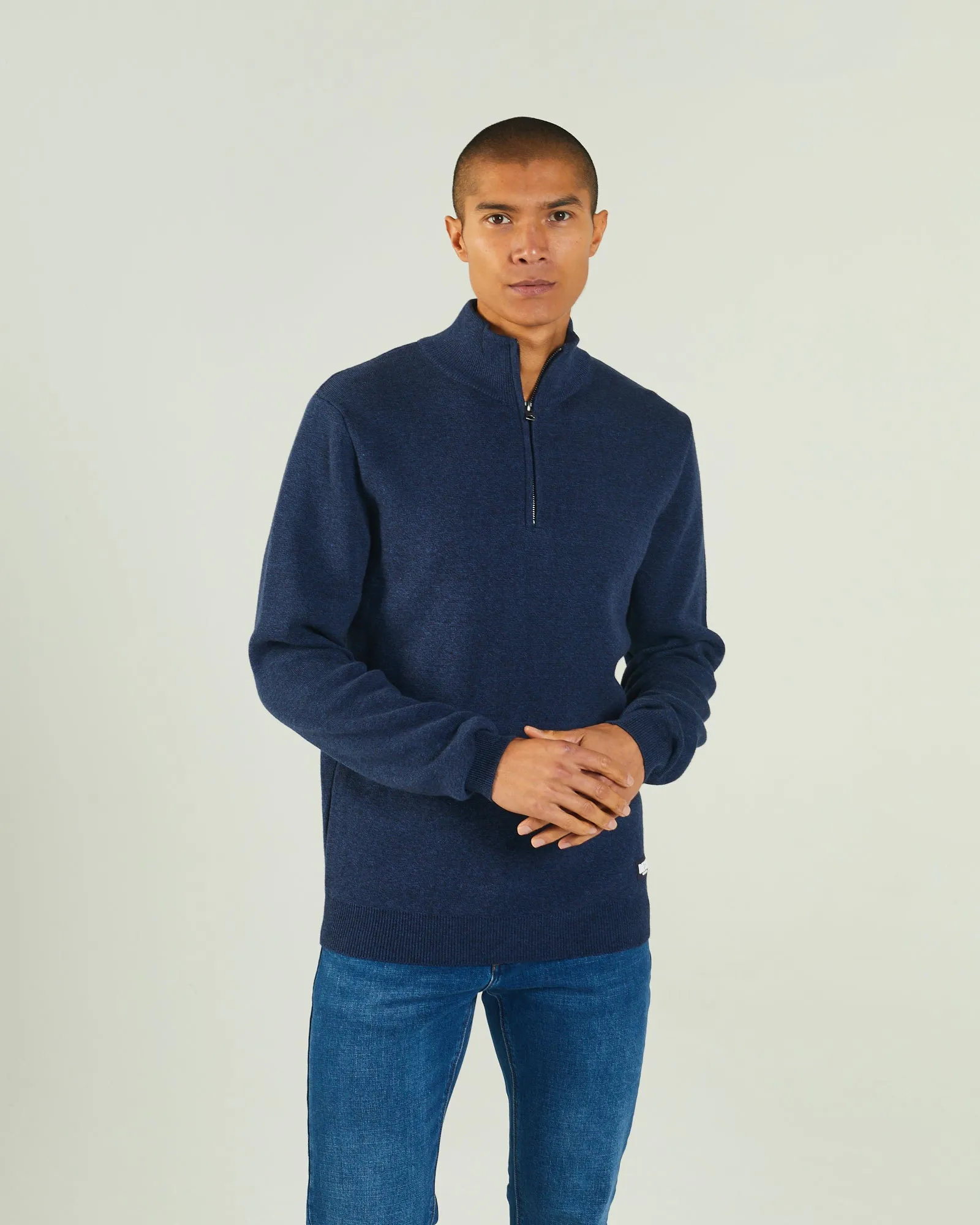 Colter Half Zip Space Blue Marl Circular Knit Technology