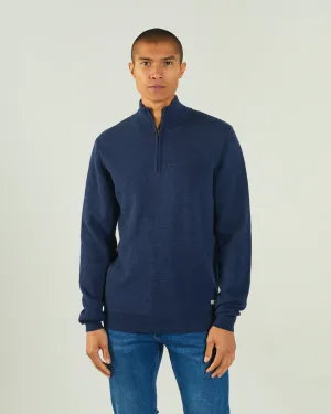 Breathable mesh lining Street Comforted Colter Half Zip Space Blue Marl