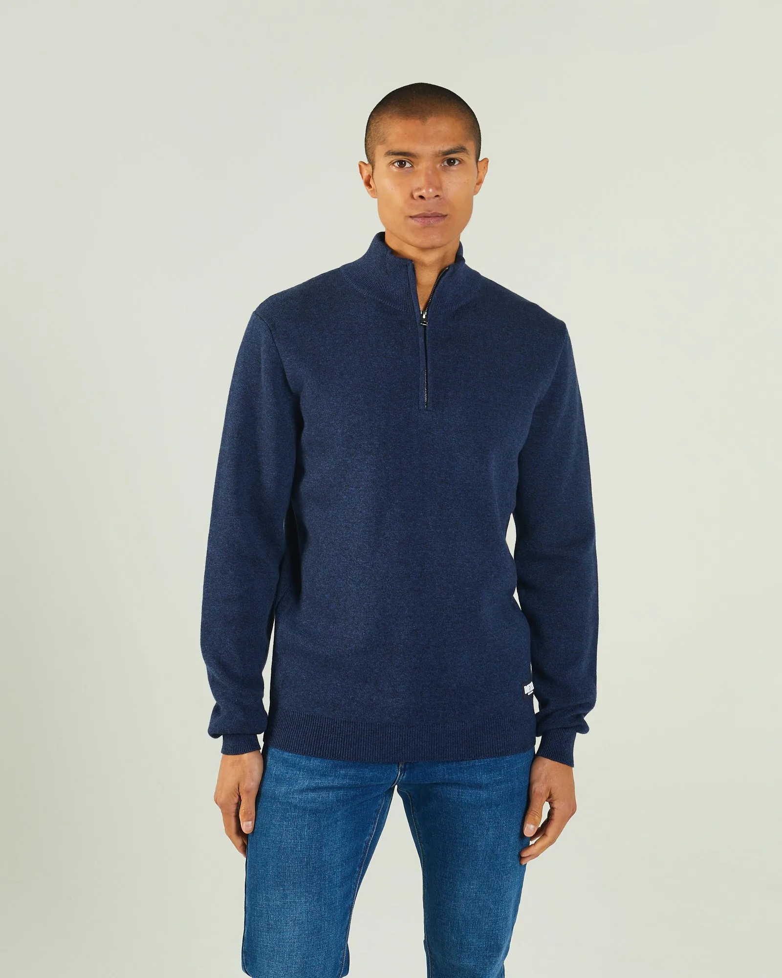 Colter Half Zip Space Blue Marl Cozy Weekend Relaxed Layer