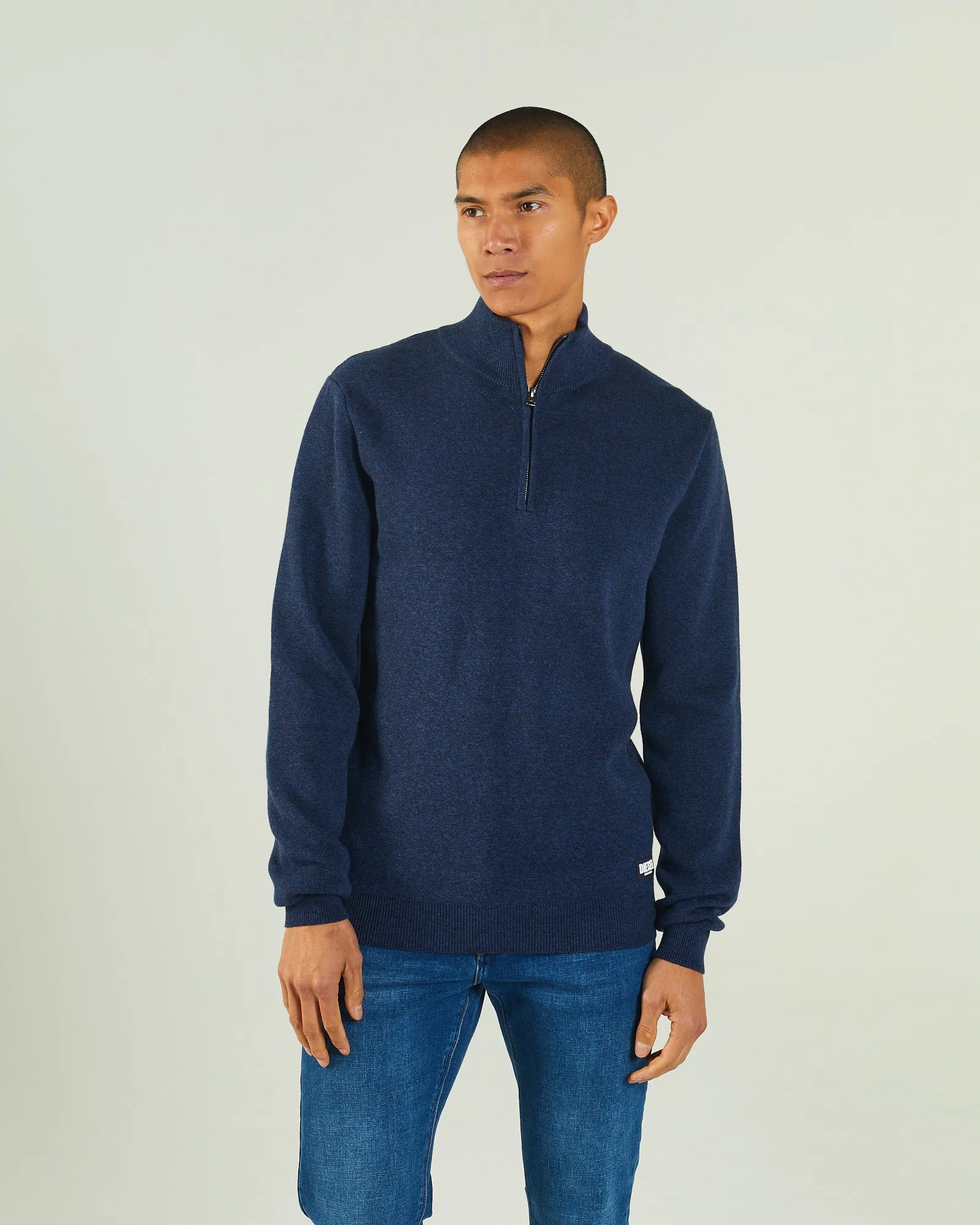Colter Half Zip Space Blue Marl Essential Outfit