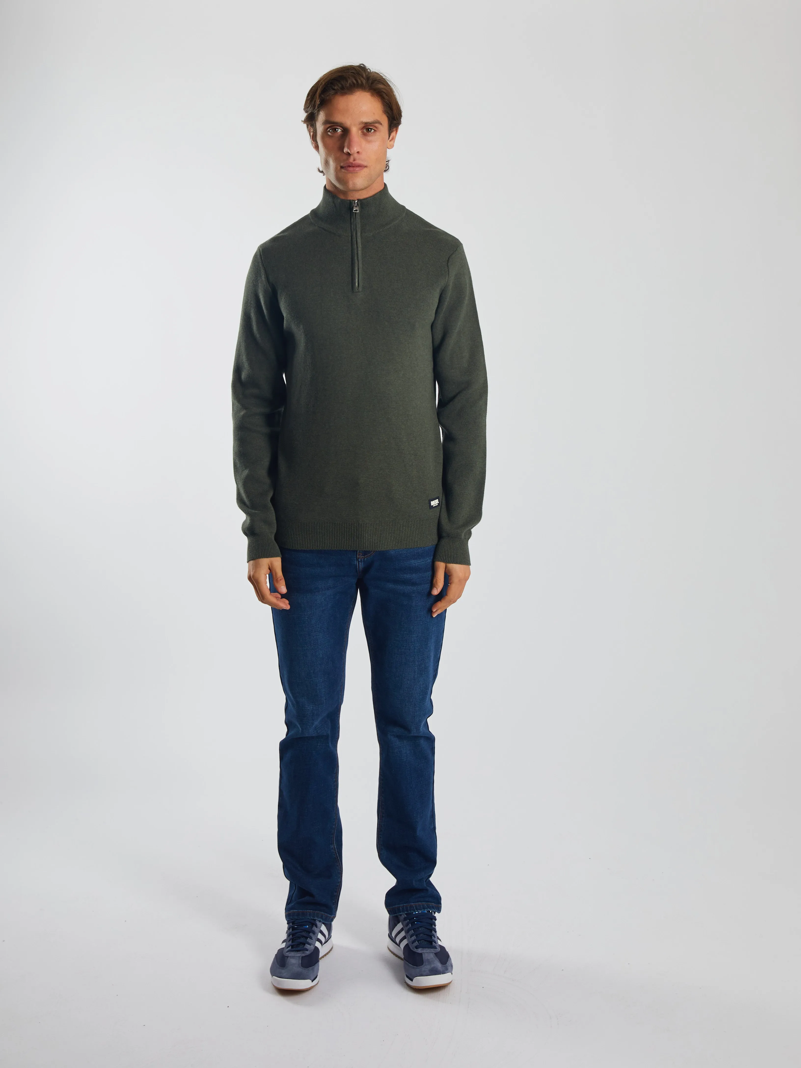 Colter Half Zip Workwear Green Marl Recycled Polyester Thread