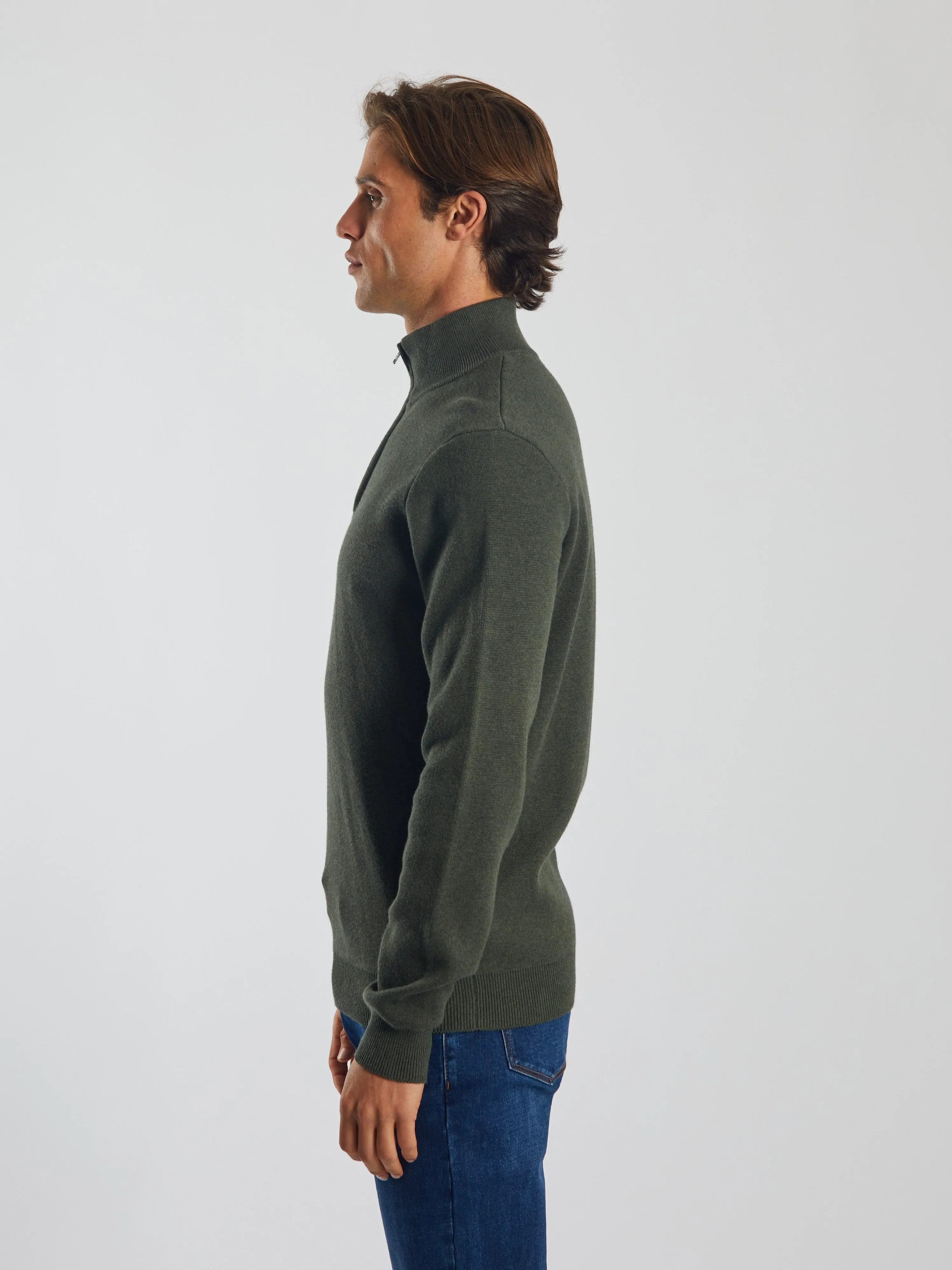 Smart Casual Colter Half Zip Workwear Green Marl