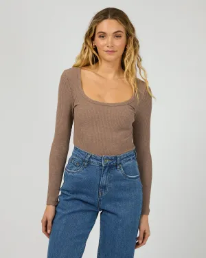 Hazel Long Sleeve Brown Comfy Stretch Wear