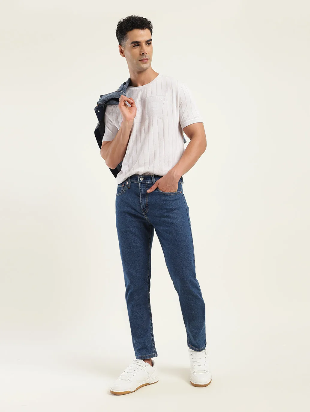 Base Outfit Men's 512 Blue Slim Tapered Fit Mid Rise Jeans