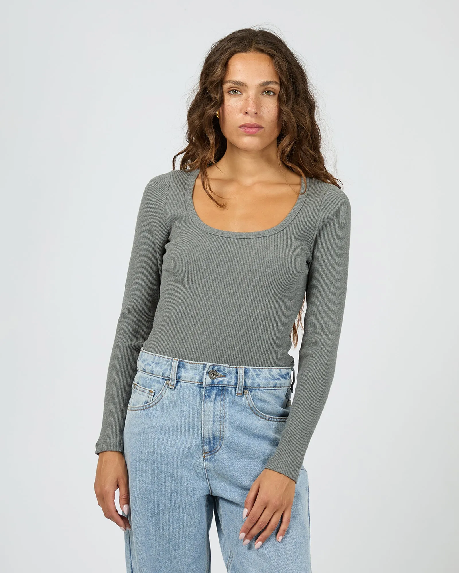 Hazel L/S Tee Charcoal Marle sports activity