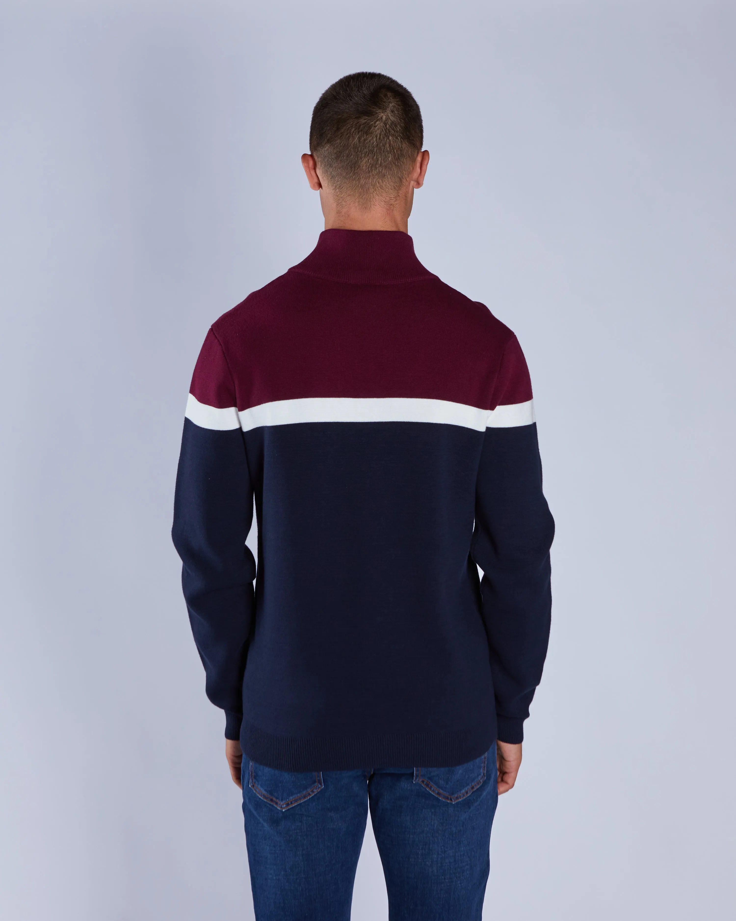 Layered Knit Design Ventilated Panels Tully Half Zip Fig
