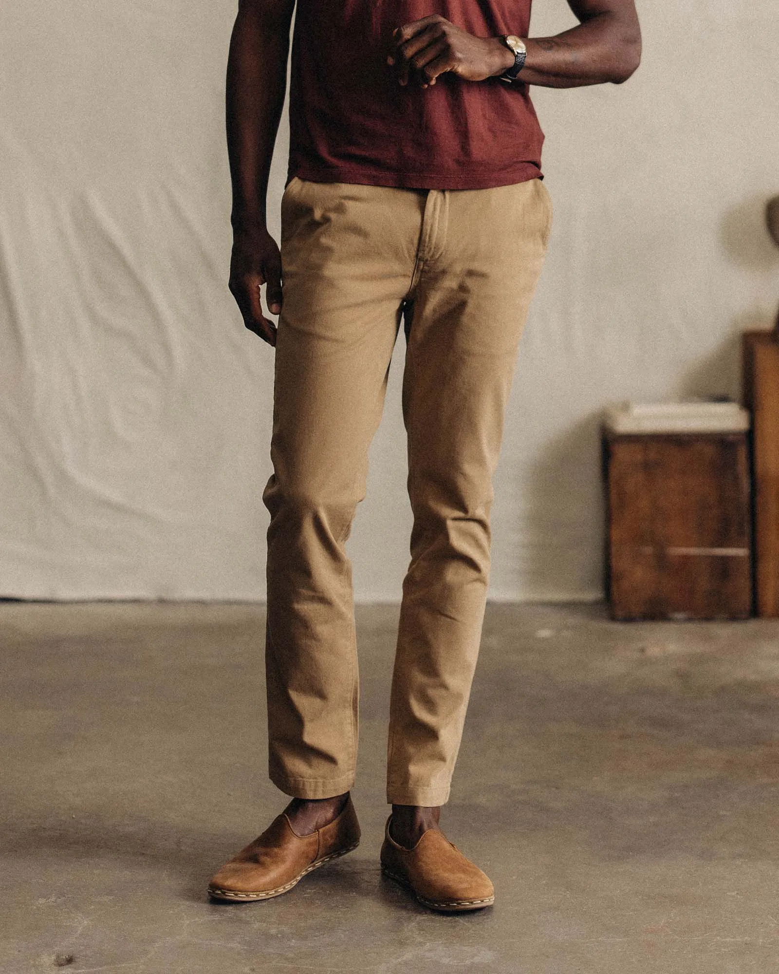 Detachable belt Cooling Fabric The Slim Foundation Pant in Organic Khaki
